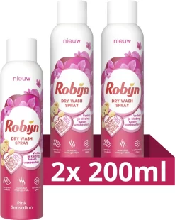 Robijn Pink Sensation Dry Wash Spray - 2 X 200 Ml - Voordeelverpakking