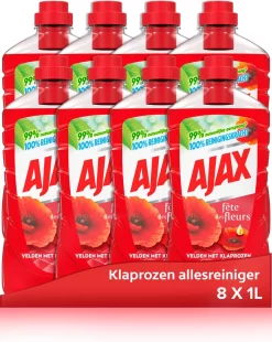 Ajax® Ajax Allesreiniger Fête Des Fleur Rode Bloem 8 X 1L - Voordeelverpakking