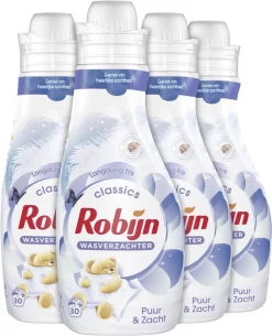 Robijn Puur & Zacht Wasverzachter - 4 X 30 Wasbeurten - Voordeelverpakking