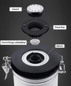 Koffiebonen Opbergbus- Koffiebonen Bewaren - Nieuw Voedsel Bewaren - Kitchen Merchandise - Vooraadbus - Bewaardozen - Kitchen Merchandise - 1.8L Vooraadpot - Voorraadpotten - Gebroken Wit Kleur - Opslagtank Voor Gedroogd Fruit- Opslag Van Koffiebonen -Lifestyleproducten 995x1200 1